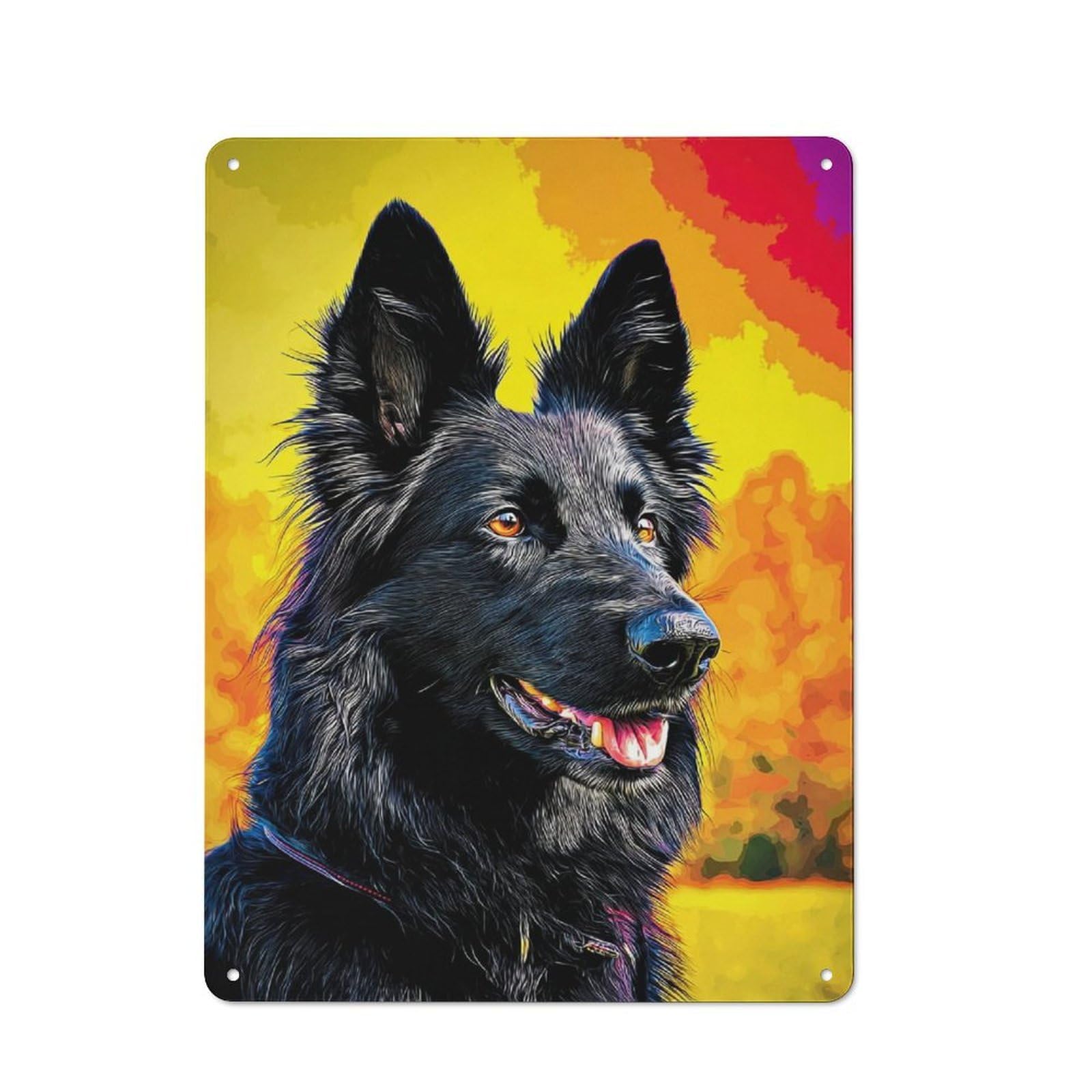 Junmoney Colorful German Shepherd Portrait Vintage Vintage Metal Sign 40X30cm Featuring Room Wall Plaque For Flat, Dorm Room, Lounge Or Cafe