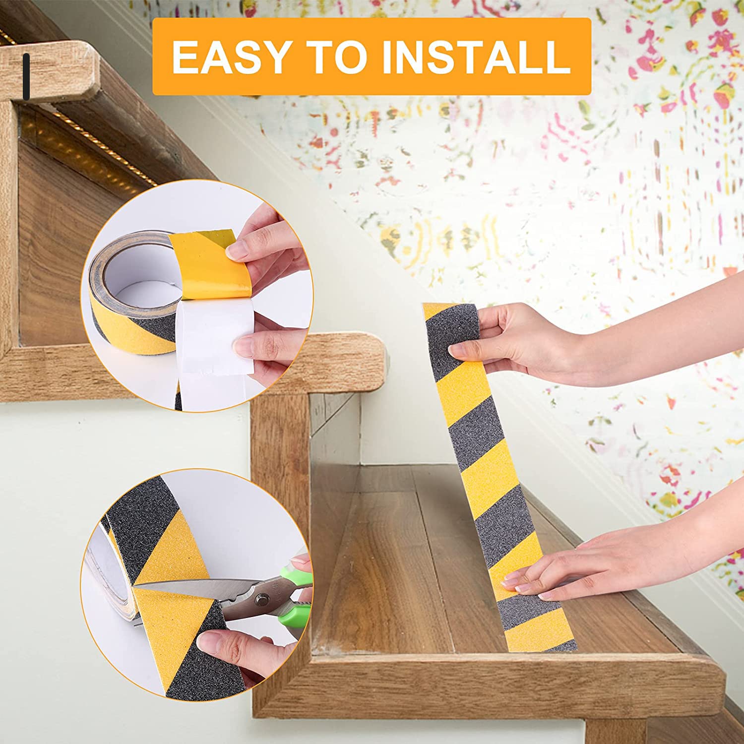 Cocofy Strisce Antiscivolo Per Scale – 10 Nastri Adesivi Con Superficie Corindum Per Esterni E Interni, 61x10 Cm