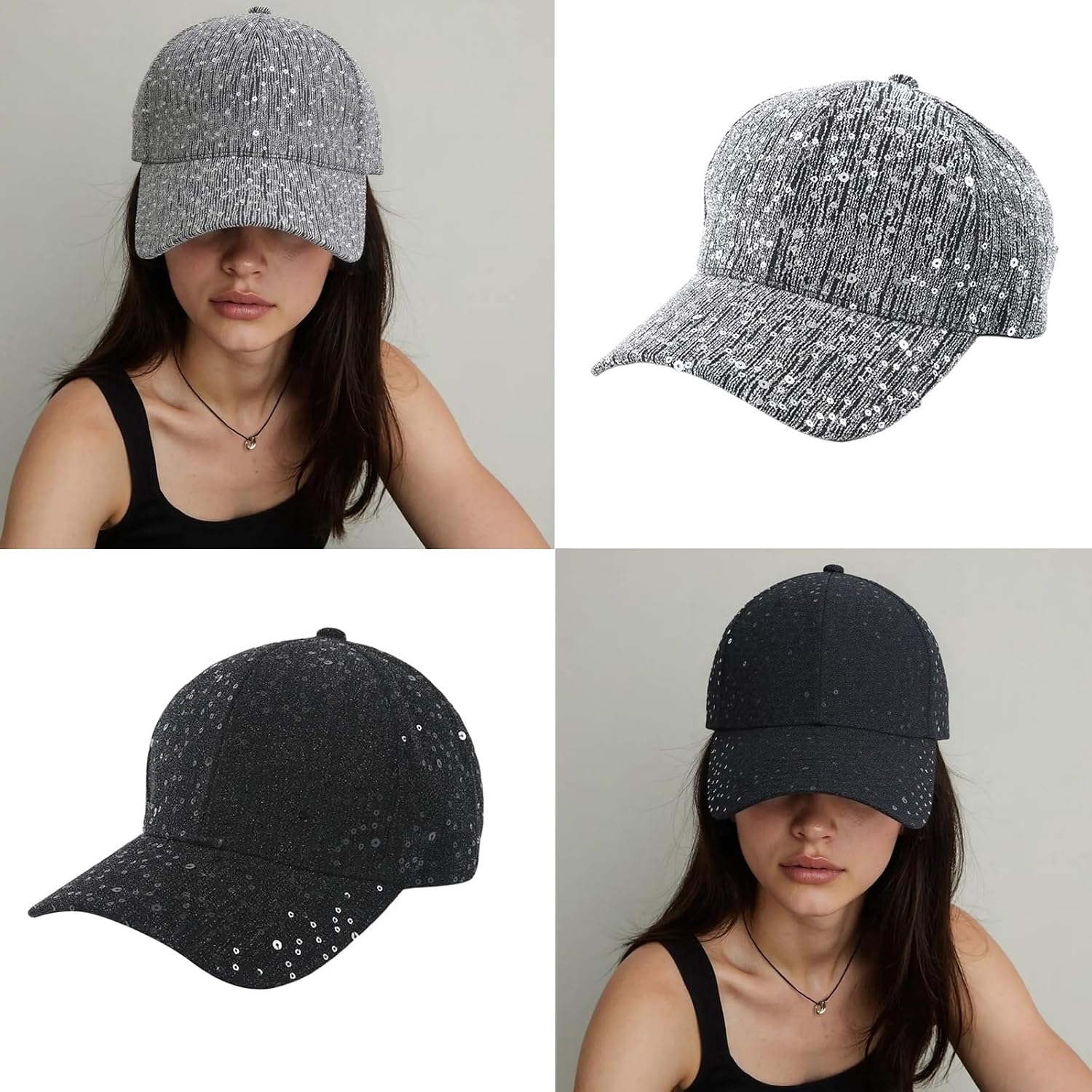 Glittering Rhinestones Border Hat for Outdoor | Sun Protecting Hat for Travel, Breathable Hat for Fashion Enthusiasts, Glittering Rhinestones Border