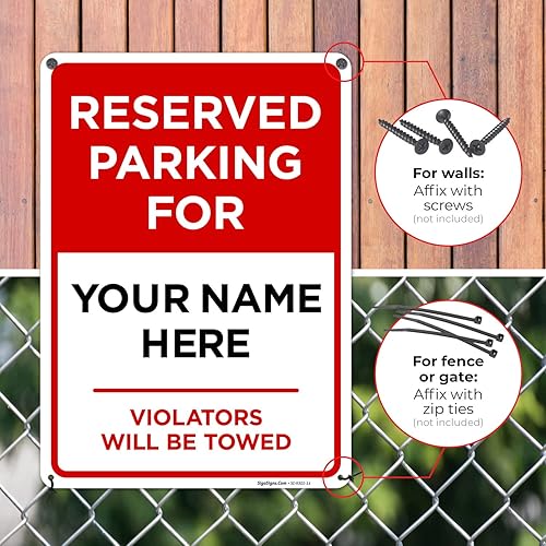 Miniatura 12 de Letrero personalizado de Reserved Parking All Violators Will Be Towed, 12 x 18 pulgadas, libre de óxido, aluminio 063, resistente a la decoloración