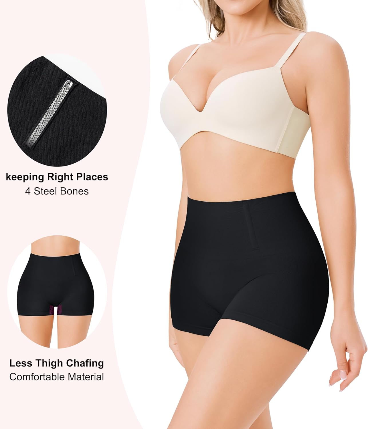 Nebility 2 Piece Slip Shapewear Shorts for Under Dresses Smooth Seamless Shaping Boyshorts Panties - Image 3