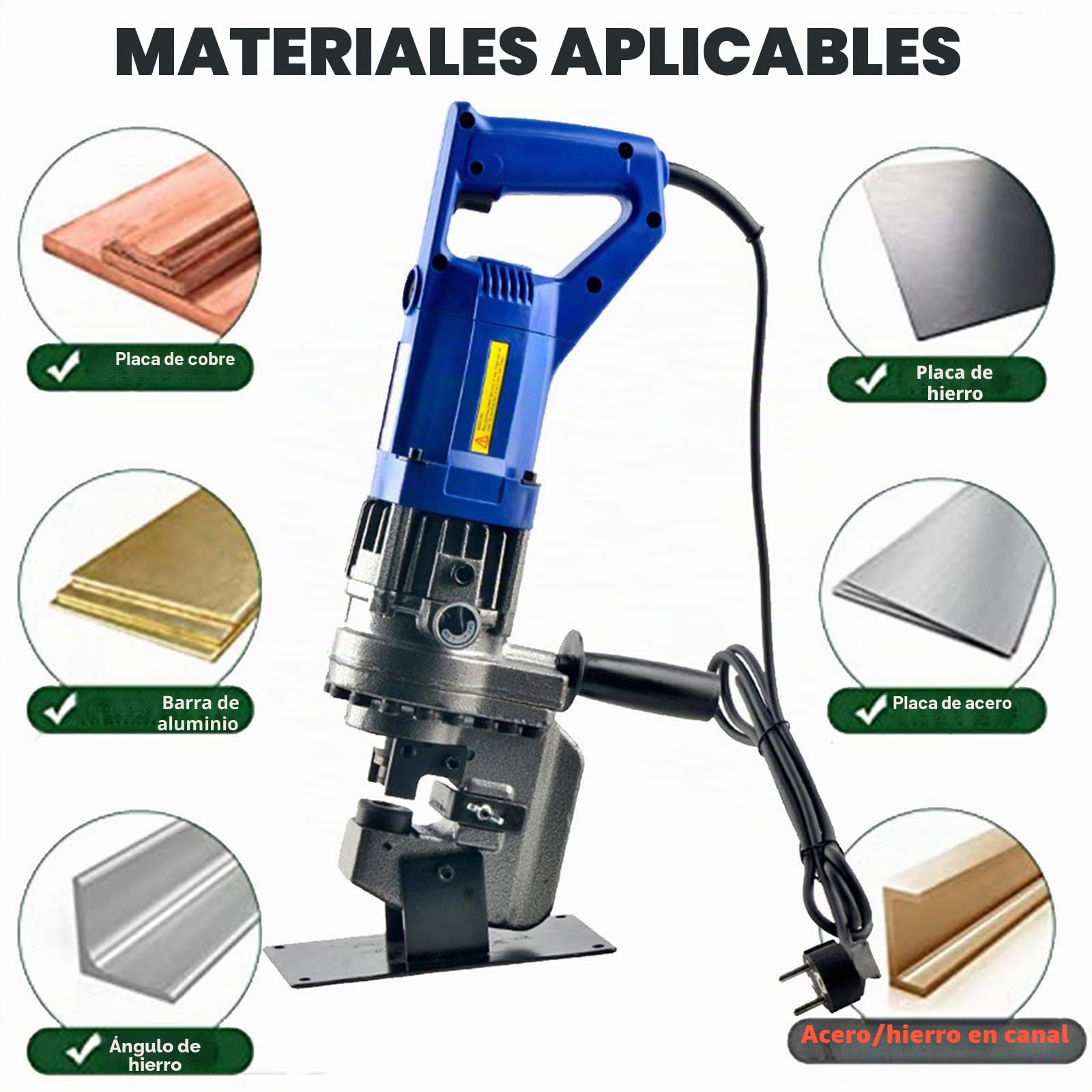 Perforadora Hidráulica Eléctrica φ1/4"-4/5" Punzonadora Perforadora De Metal Perforación Rápida,Posicionamiento Preciso,Fácil De Operar,para Placa Hierro,Cobre Y Aluminio,Anglesteel-220V