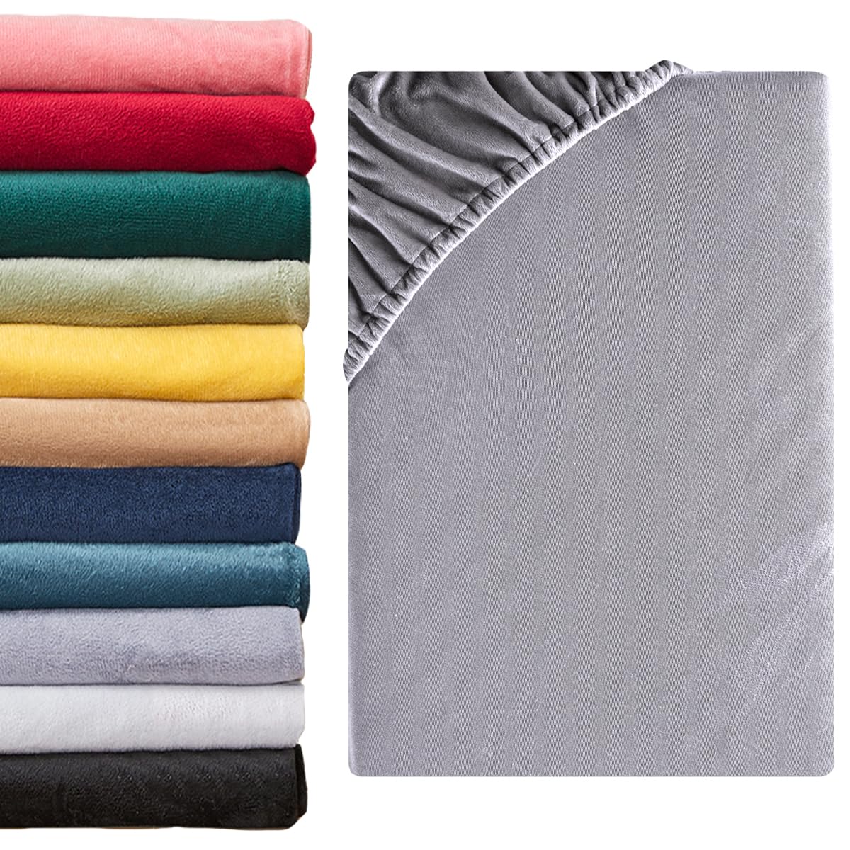Beqnat Spannbettlaken 140x200cm - 160x200cm Winter Teddy Plüsch Bettlaken Flauschig Fleece Spannbetttuch Cashmere Touch Kuschelig Spannleintuch | Farbe: Grau