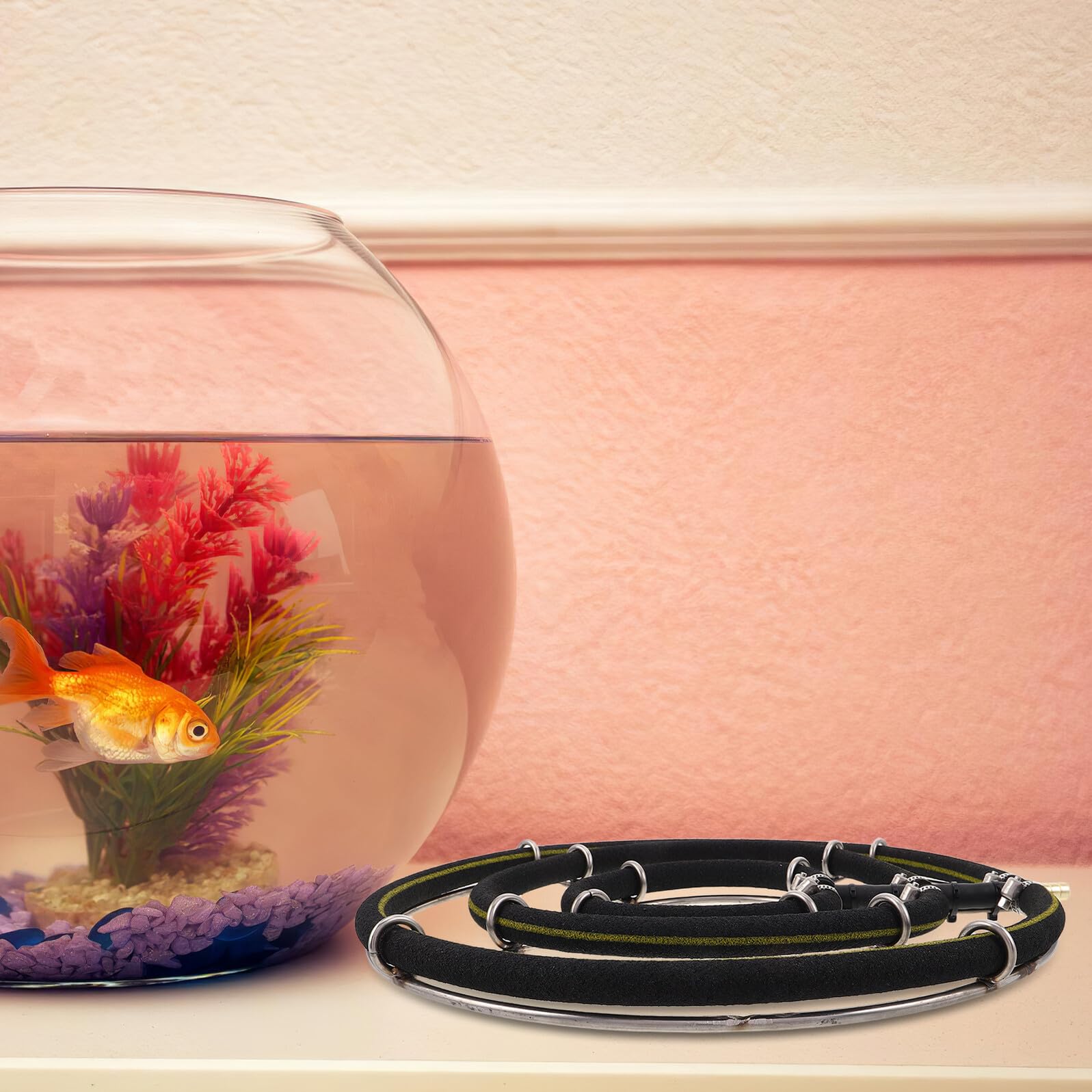 Diffuseur d'air à Nano Bulles en Acier Inoxydable 35 Cm, Disque D'oxygénation Triple Anneau pour Aquarium et Bassin, Compatible Pompe à Air, Équipement Silencieux pour Poissons