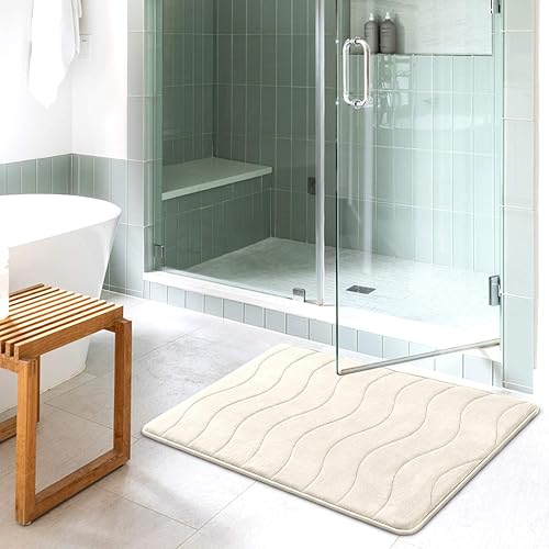 Vista 161 de Flamingo P Tapete de baño de espuma viscoelástica, extra largo, antideslizante, absorbente de agua, grueso, suave, lavable, 47 x 17 pulgadas