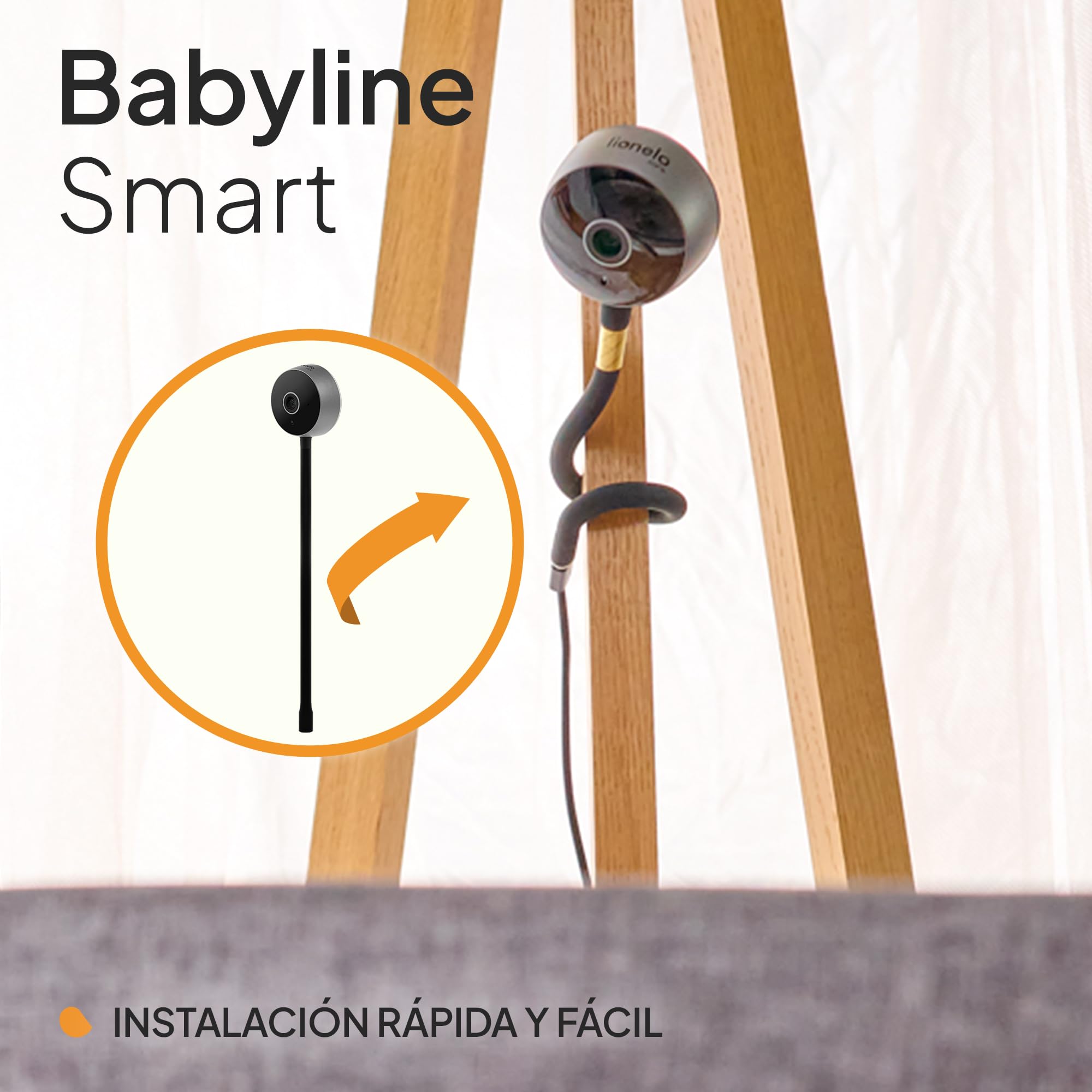 lionelo Care Babyline Smart vigilabebés Inteligente, Camara Bebe, para Bebes, cámara, camaras vigila Bebe, aplicación móvil, detección de Movimiento y Sonido, Visibilidad en la Oscuridad