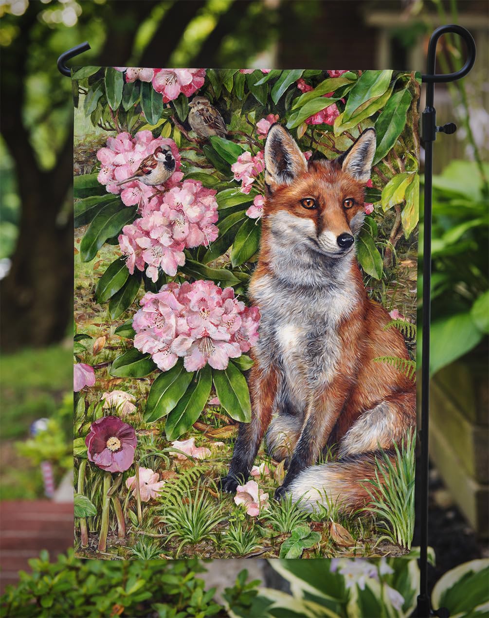 Caroline's Treasures CDCO0442GF Fox Waiting in Flowers Flag Garden Size , Small, multicolor