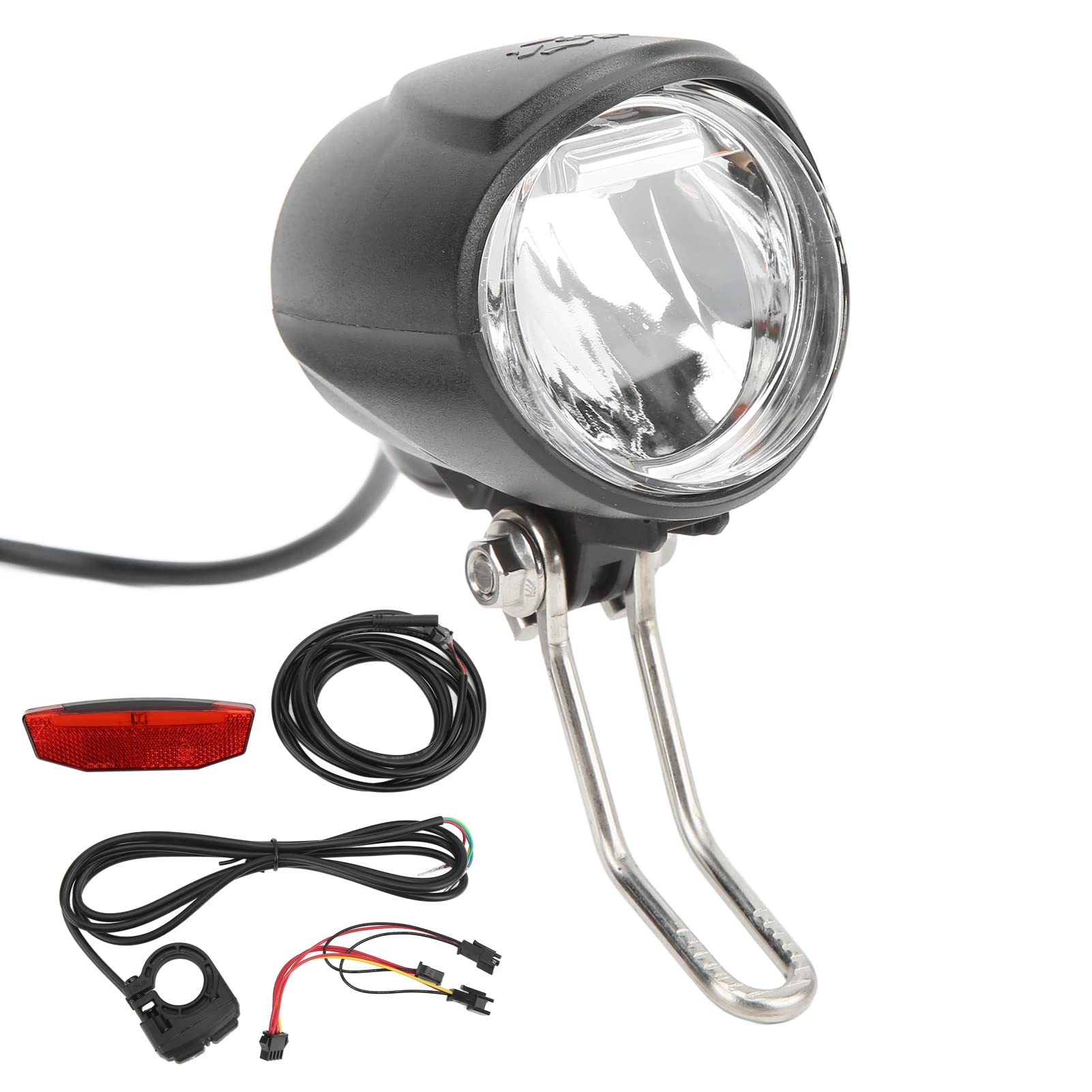 Kit D'éclairage Avant Et Arrière pour Vélo, Ensemble de Phares Et de Feux Arrière de 12 à 72 V avec Avertisseur Sonore pour Bicyclette, Outils de Modification de VéHicule électrique 4 LED, 4 Broches