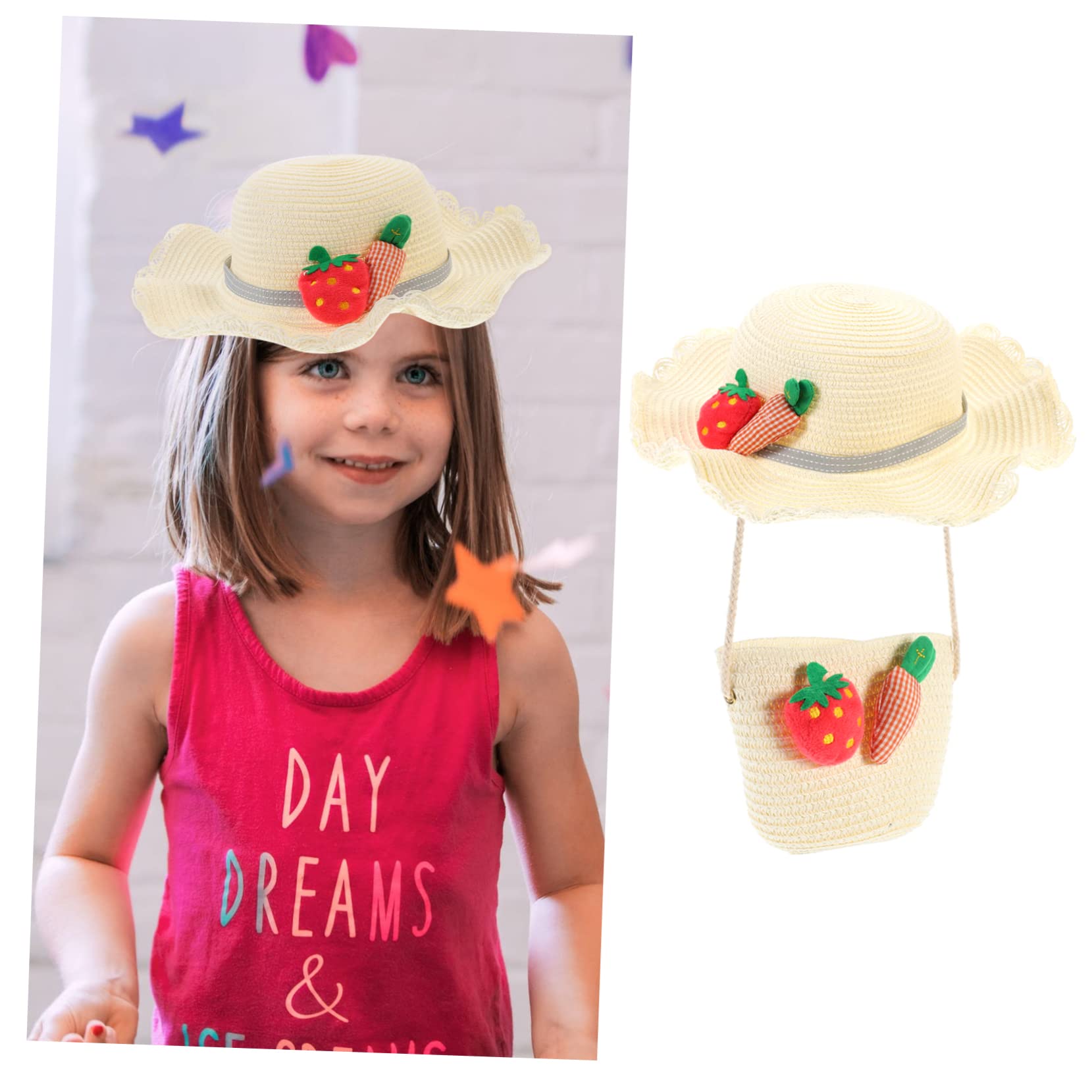 Veemoon 1juego Sombrero De Sol Infantil y Bolso De De Protección Solar para Niño Niña Diseño Transpirable y Ligero para Playa y Verano