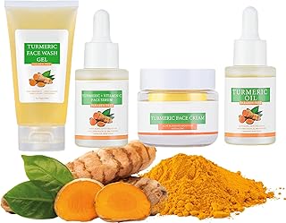 Turmeric Skin Care Set,Hautpflege Anzug für Frauen Geschenk,Black Spot Remover Kit,Moisturizing&Facial Oil,Pamper Gift Ski...