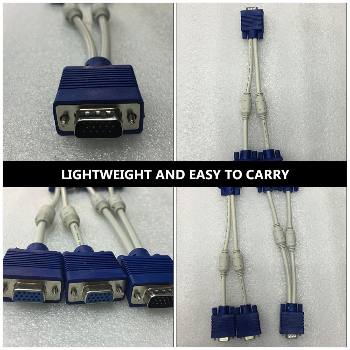 BESPORTBLE 2PCS Vga Splitter Cable Video Adapter for Dual Monitor Display Male to Dual Female Connector with Stable Transmission and Compact Lightweight Design
