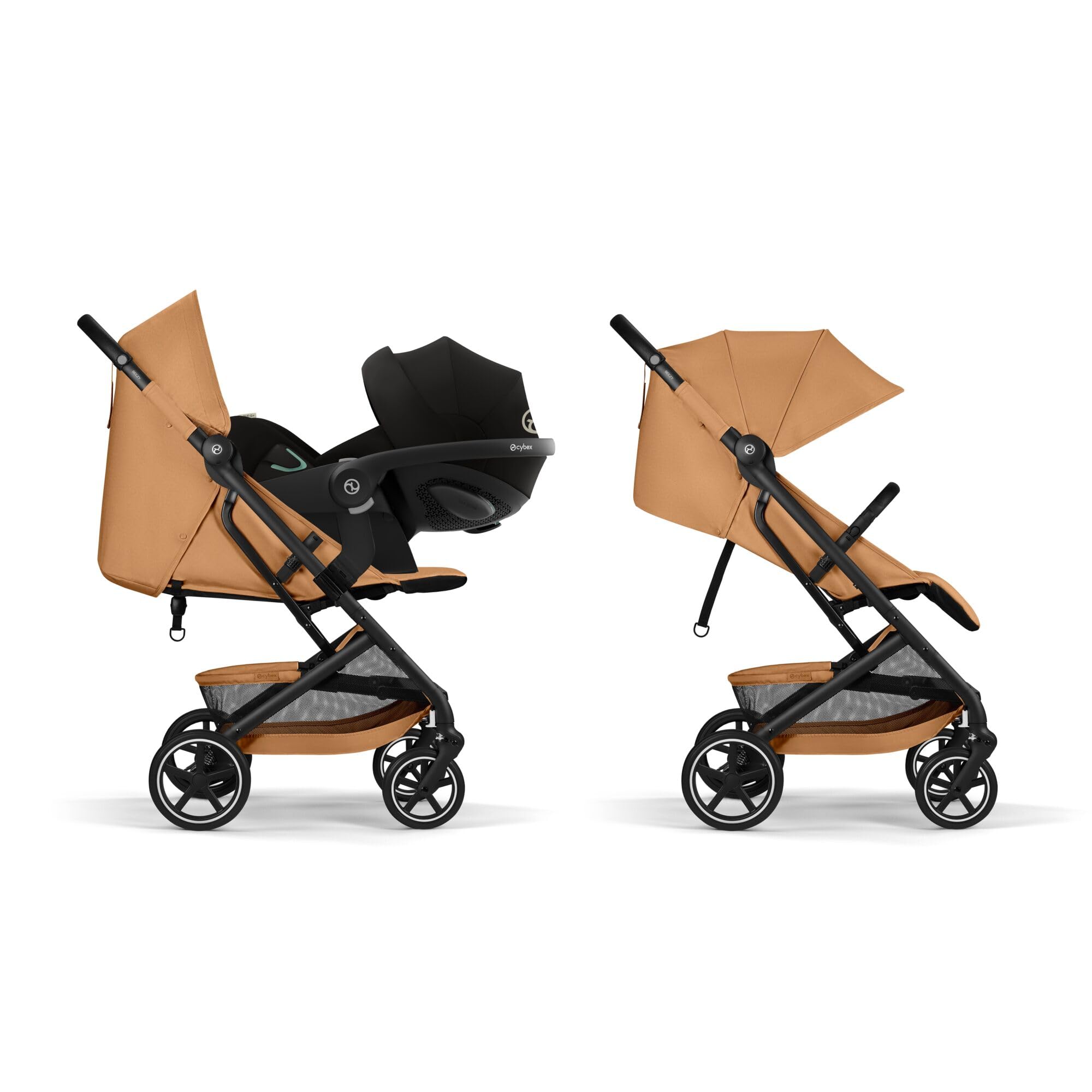 CYBEX Gold Wózek dziecięcy BEEZY z ergonomiczną pozycją leżącą, Od urodzenia do ok. 4 lat (maks. 22 kg), Kompaktowe składanie, Jednoręczny system pasów, Cinnamon Yellow