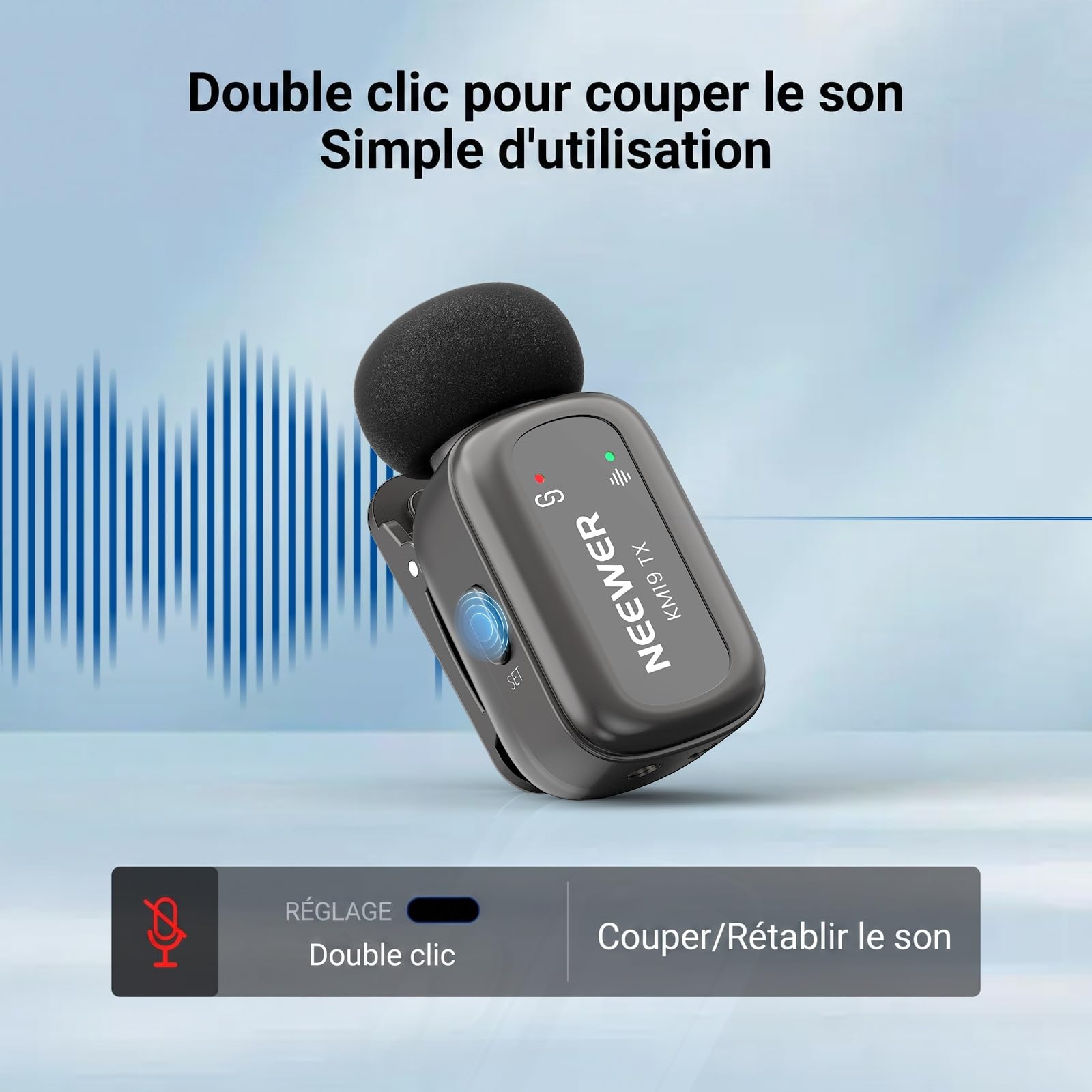 NEEWER KM19 Micro Cravate Compatible avec iPhone 18 Pro/Pro Max 17 16,Gris
