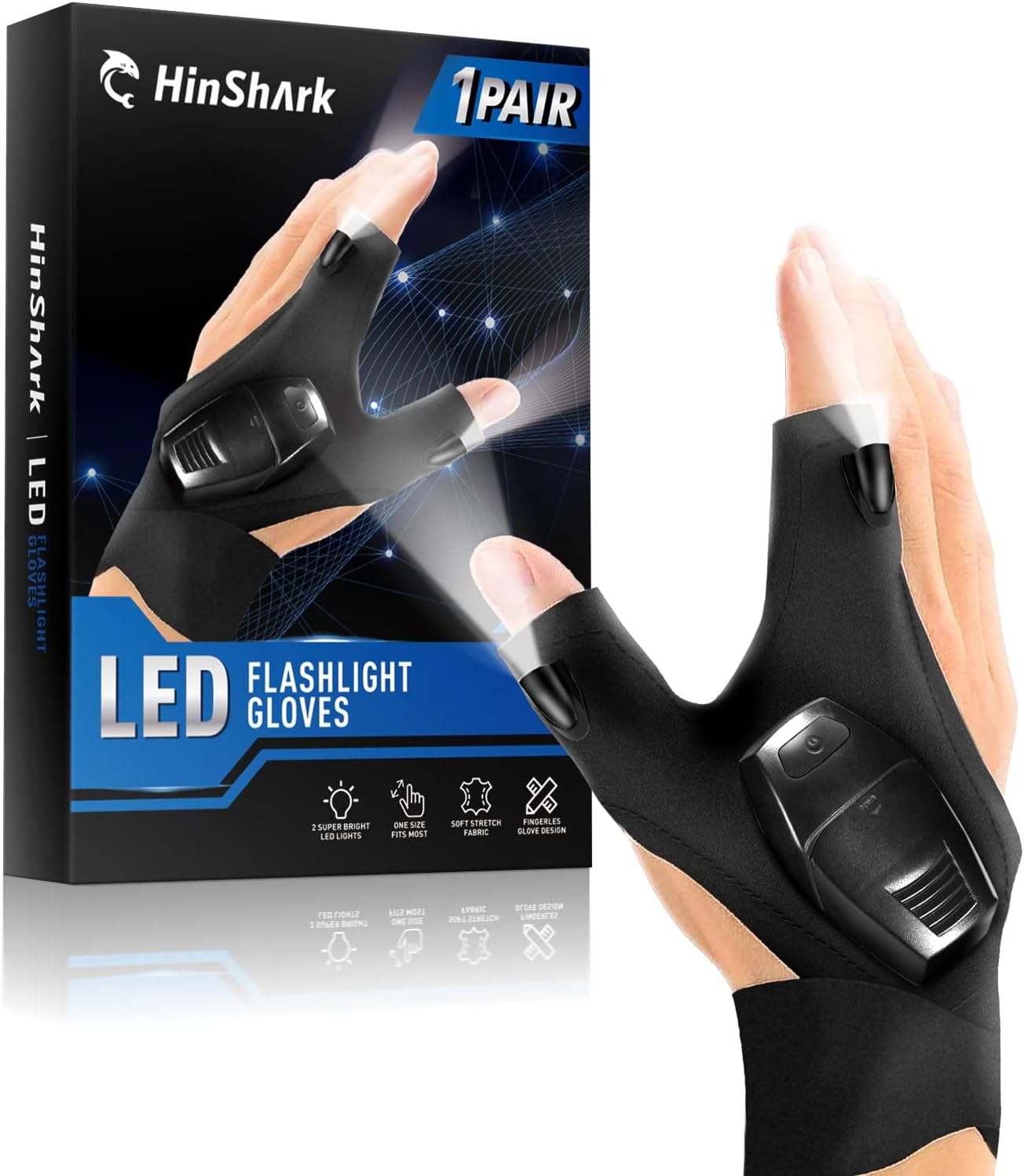 Hinshark Gifts for Men LED Gloves with Lights for Fishing Gifts for Men Gifts for Fathers Day from Daughter Son Dad Birthday Gadgets Mens Gifts for Men Dad Gifts for Fathers Day for Grandad Dad