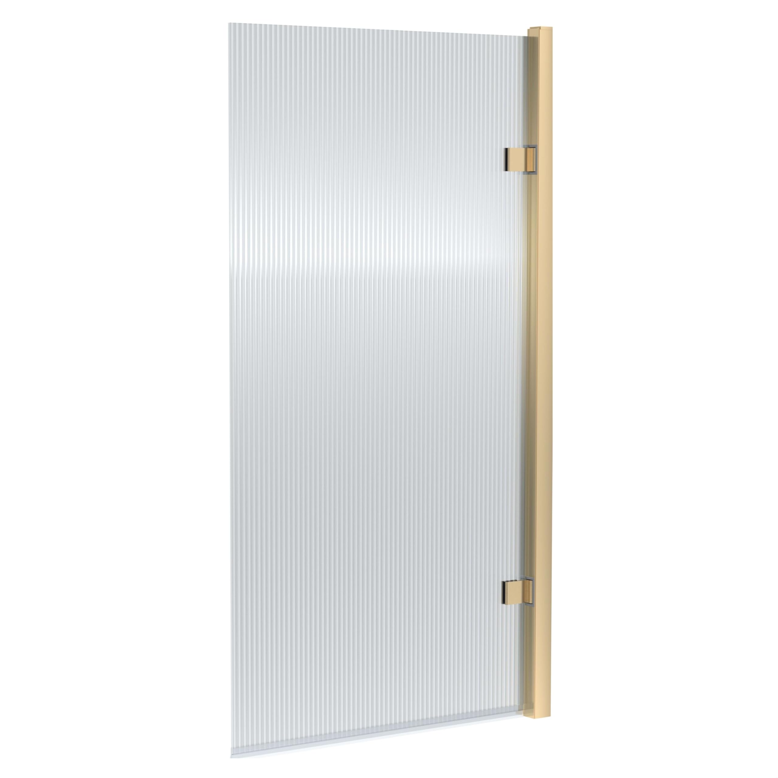 Balterley 830 x 1520mm Bath Shower Screen, Fluted Rectangular Shower Screens for Baths, 8mm Toughened Safety Bath Door Screen, Hinged Reversible Door Screens for Baths (Brushed Brass)