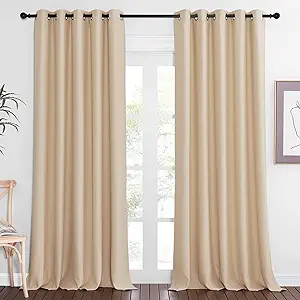 NICETOWN Blackout Curtain 102 inch Length, Grommet Thermal Curtain Room Darkening Sound Blocking Window Drape for Sliding Glass Door/Living Room (Biscotti Beige, W66 x L102, 1 Panel)