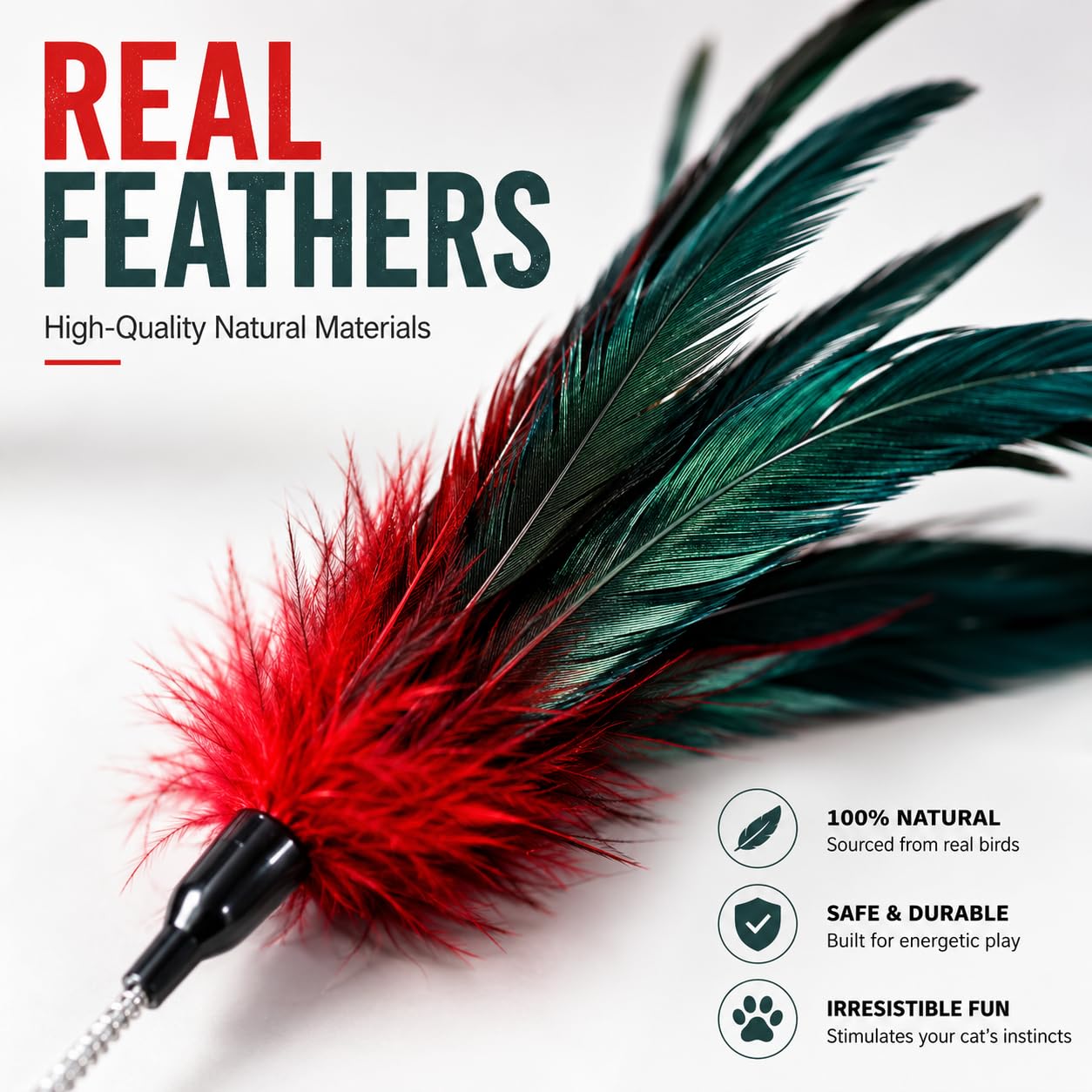 Varita de juguete para gatos, juguete de plumas para gatos, 5 piezas interactivas para gatos, varita de plumas para gatos de interior