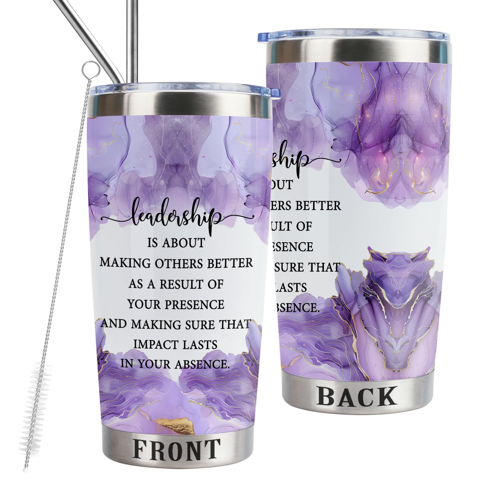 LLKJHGE Leadership Gifts Leadership Definition 20oz Tumbler with Lid and Straw,Gifts for Leader Boss Mentor Manager,Inspirational Leadership Stainless Steel Insulated Tumbler (Leadership D purple)