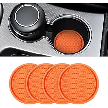 4 Pack Car Cup Holder Coaster, 2.75 Inch Diameter Non-Slip Universal Insert Coaster, Durable, Suitable for Most Car Interior, Car Accessory for Women and Men Orange