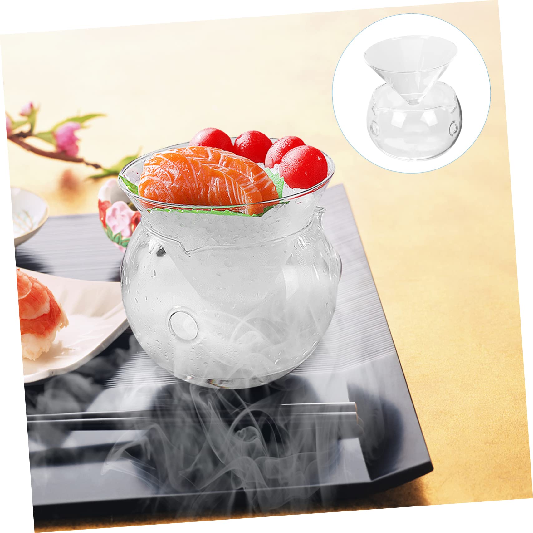 Ciotola In Vetro Trasparente Amosfun Con Coperchio | 755 Ml | Adatta A Microonde E Lavastoviglie | Base In Legno Di Acacia | Per Insalate, Frutta, Snack E Pasta - 5