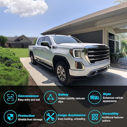 Miniatura 4 de 3STONZ Estribos de 6 pulgadas compatibles con Dodge Ram 1500 2019-2024 New Body Quad Cab (no compatible con Ram Classic), barra Nerf con escalón