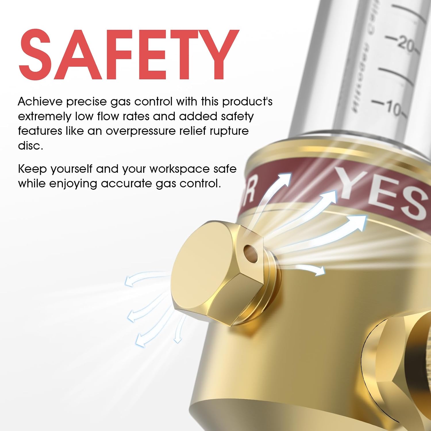YESWELDER Nitrogen Flow Meter 1/4" SAE Flare Inlet 0-70SCFH 50PSI Nitrogen