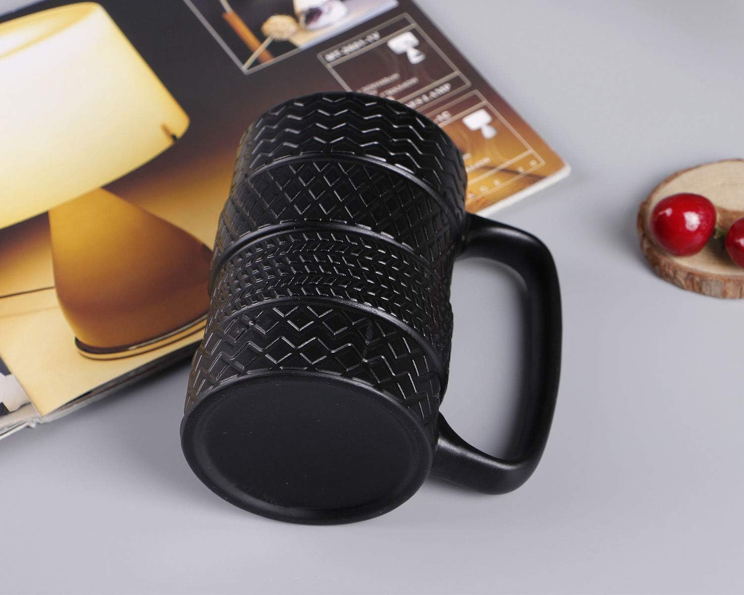 VanEnjoy 3D Cool Black Tyre Tire Shaped Frosted Ceramic Mug Large Coffee Tea Cup Unique Gifts Car Fans 14 oz(400ml) - Image 4