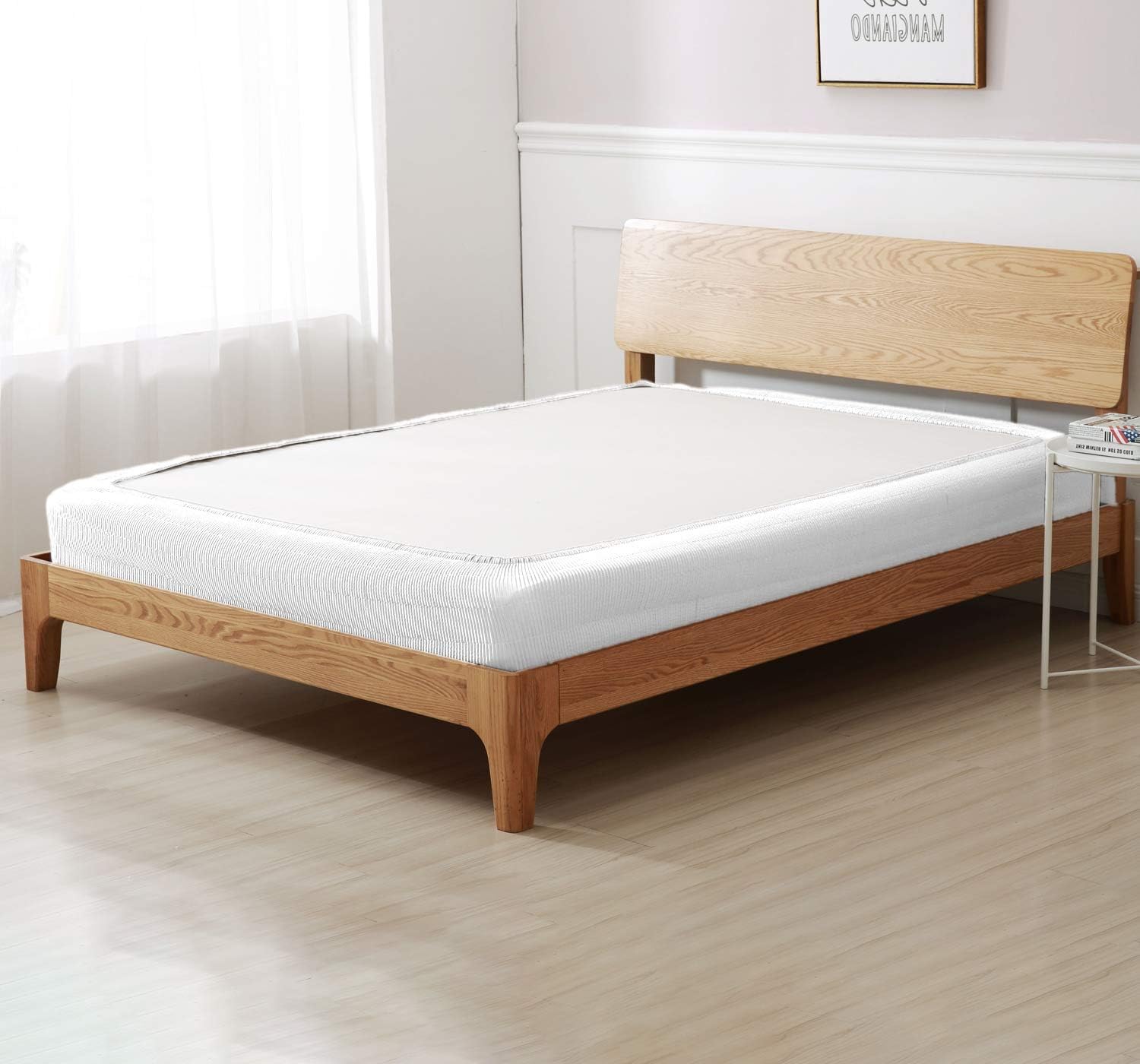 Marquess Box Spring Cover-Premium Elastic Box Spring Wrap Around Bed Skirt, Queen Size Box Spring Cover Bed Frame Cover,15 Inches Tall(White,Queen)