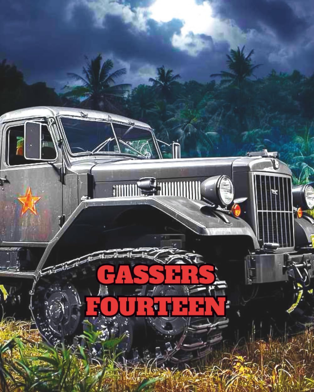 GASSERS FOURTEEN: A premium colouring book featuring army trucks, utes, jeeps, and Humvees.