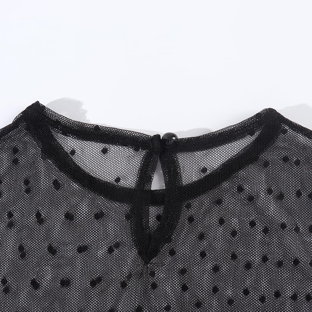 Noomelfish Girls Lace Long Sleeve Layering Tops Sheer Mesh Tee Shirts Blouse (5-12 Years) - Image 5