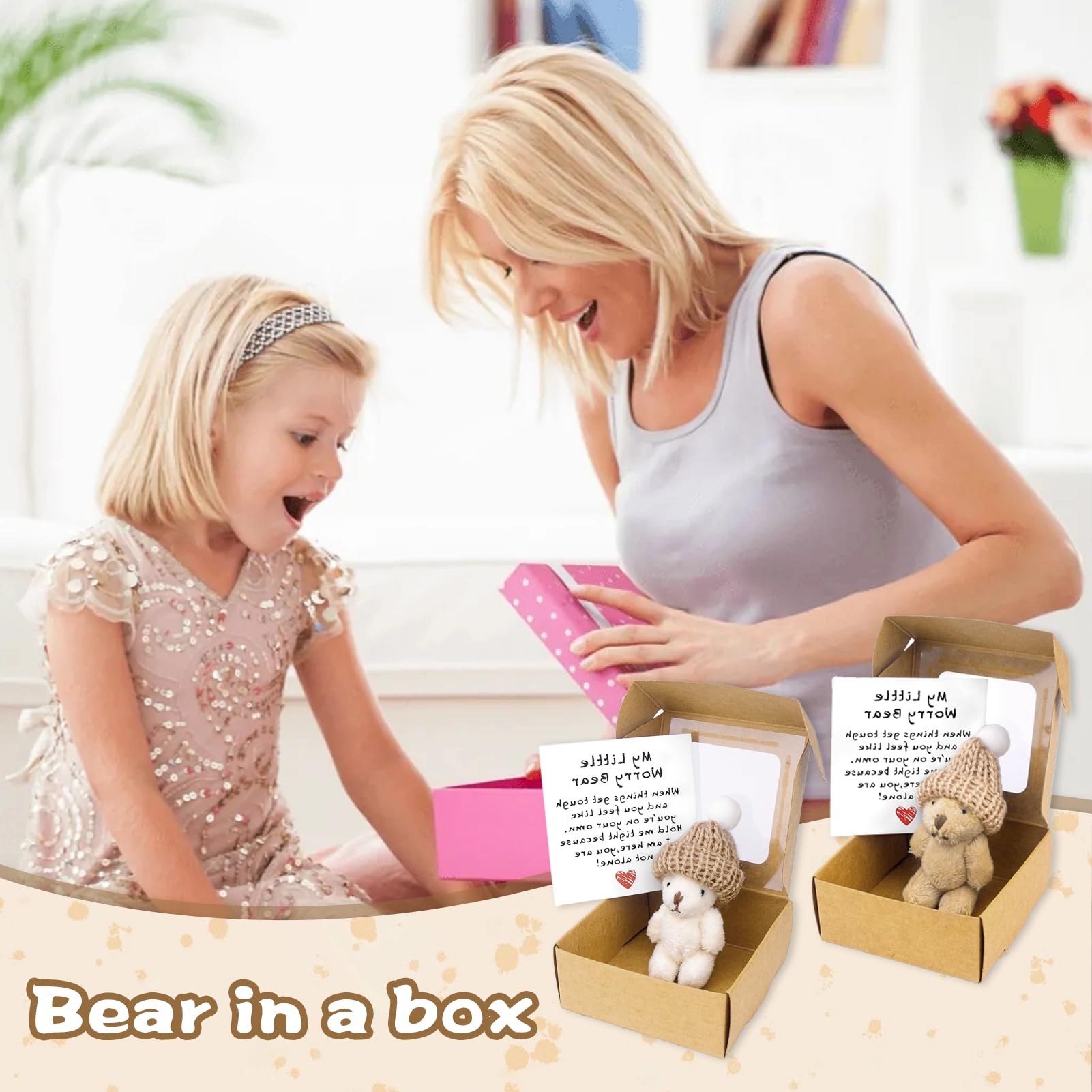 2 Pcs My Little Worry Bear In A Box, Worry Bears, Little Bear In A Box Set, Mini Pocket Teddy Hug - Image 4