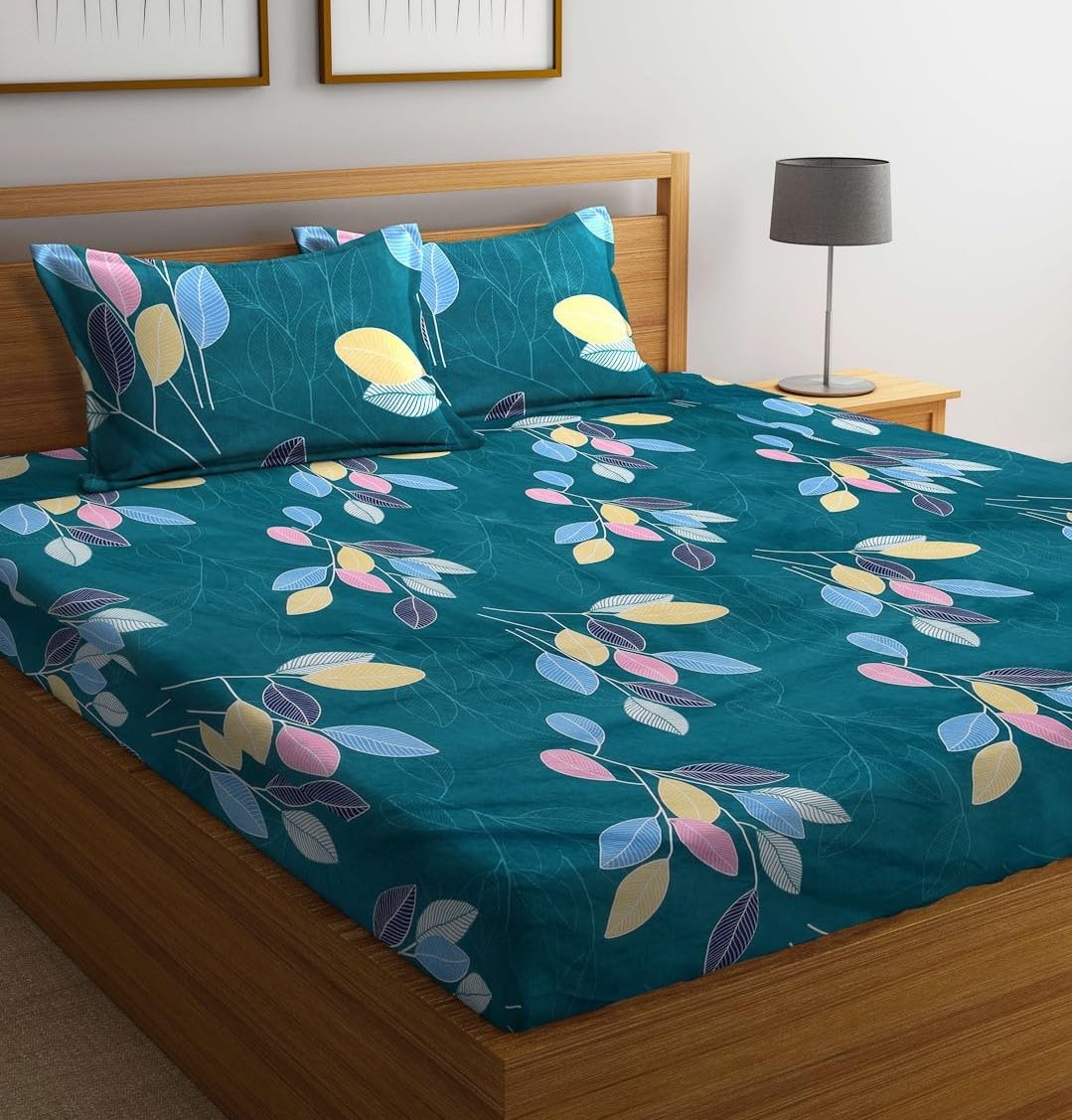 LOOMLYFE 300 TC Microfiber XXL Soft Cotton Super King Size Bedsheet for Double Bed, King Size ...