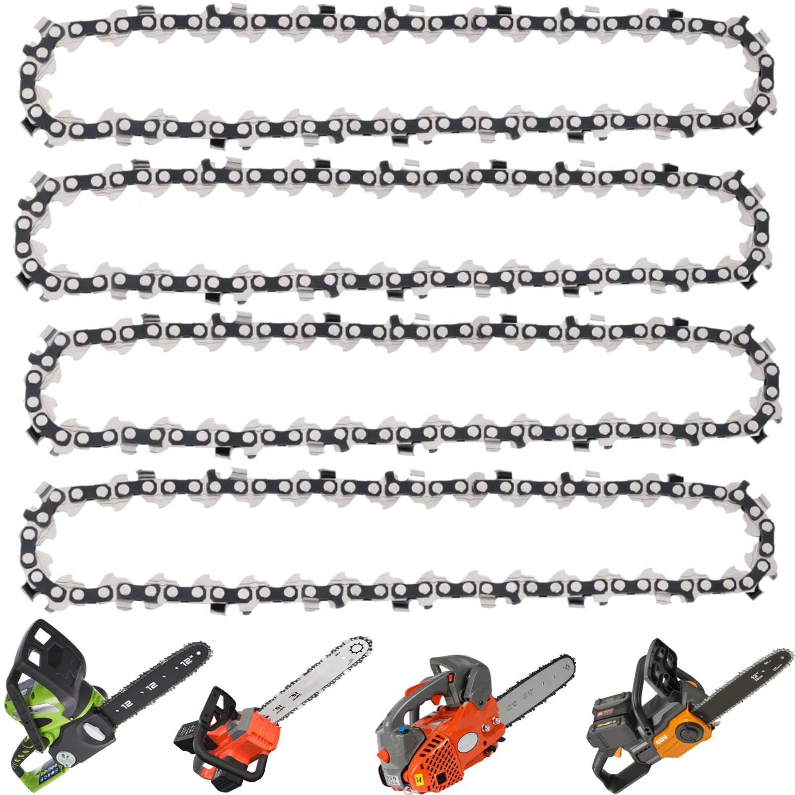 4X 12 Catena di ricambio per motosega 64 DL 0,6 cm P 0,109 cm Gauge