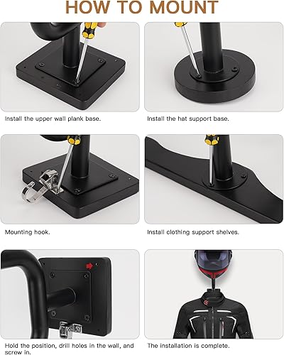 Miniatura 8 de MANNIFEN Soporte de pared para equipo táctico, estante de equipo de policía con soporte para casco, soporte de pared de madera maciza y casco