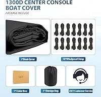 Vista 6 de Solim Cubierta para Barco de Consola Central, 16'-18.5' 1300D Impermeable PU Resistente Remolcable para Barco de Consola Central, Lona de Poliéster
