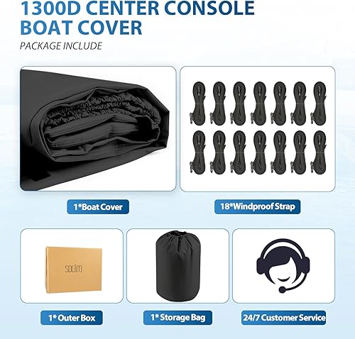 Vista 11 de Solim Funda para consola central, 20-22 pies, impermeable, 1300D de poliuretano resistente, grado marino, cubierta de lancha para consola central