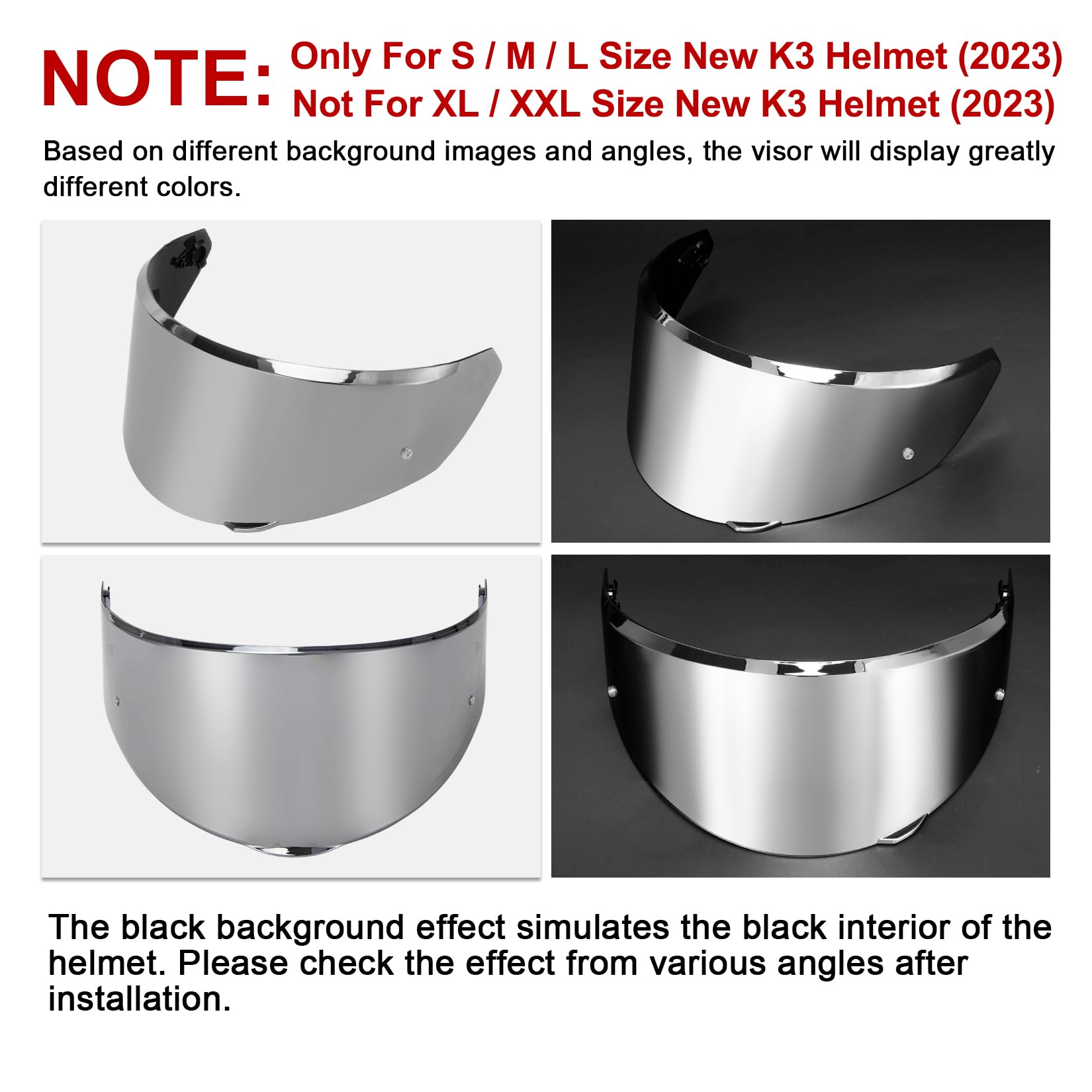 PSLER Helm Visier für AGV New K3 (E2206),Nur für K3-Helmgrößen S/M/L - Verspiegelt Helmvisier Getöntes Visier Motorradhelm Zubehör Ersatz(Silber)