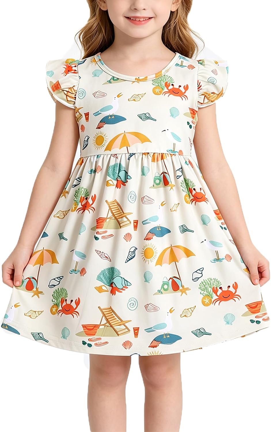 Toddler Girls Dress Caterpillar Print Dresses Outfits 2-8Y