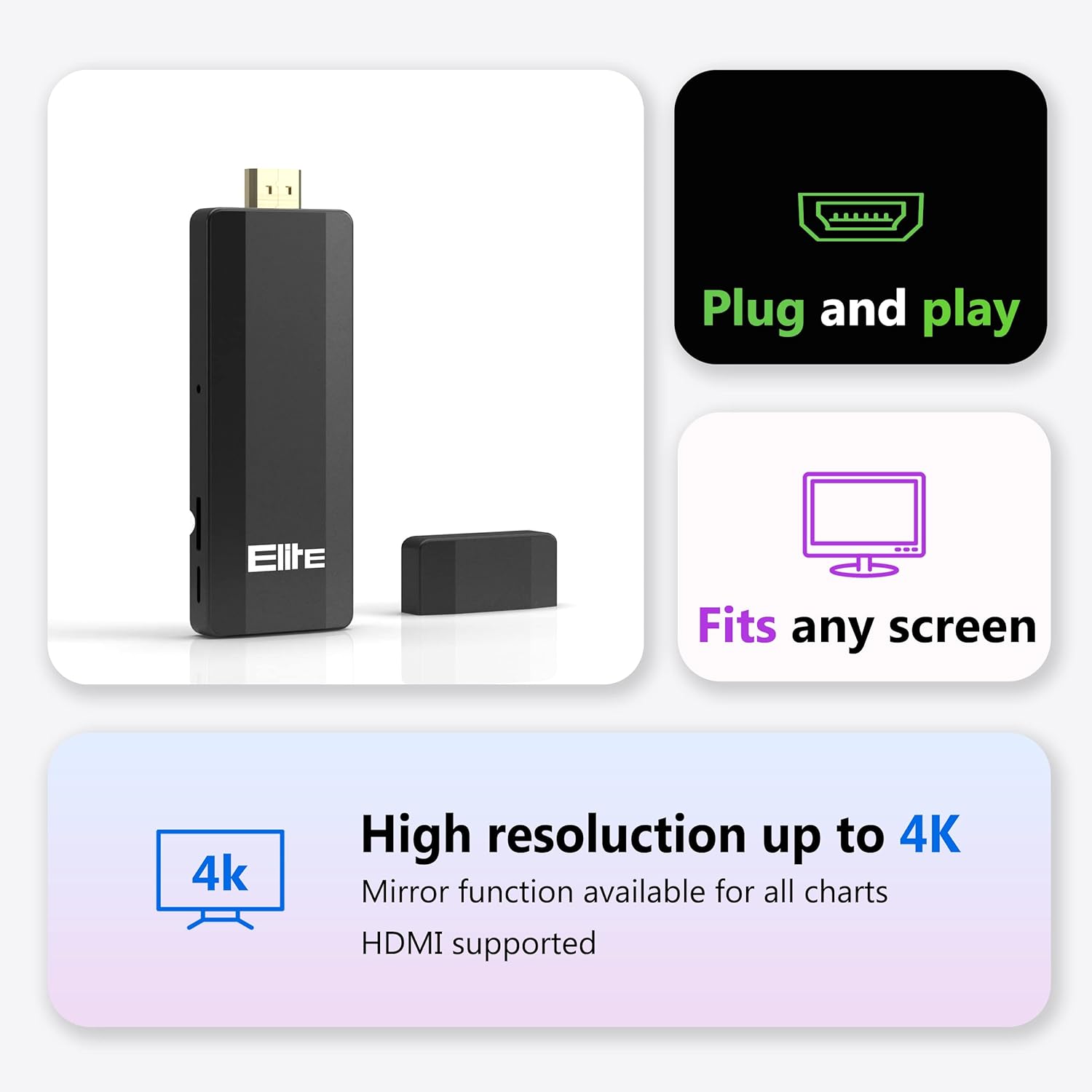 Optical Elite Digital Visual Acuity Eye Chart for Optometry, Snellen & Tumbling E, Randomize/Mirror, Works with TV/Monitor, Plug & Play, No PC Required, Auto Calibration, RF Remote, Supports 4K