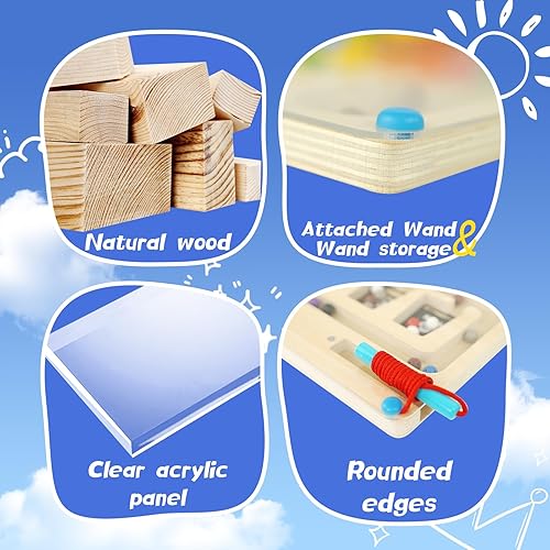 Miniatura 5 de WOOD CITY Laberinto magnético de color y números, tablero de juego de rompecabezas magnético Montessori 3 en 1 para niños pequeños, juguetes de