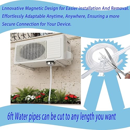 Miniatura 4 de Enjoyment Kit de drenaje magnético de aire acondicionado de ventana de 6 pies, kit universal de manguera de drenaje de aire acondicionado portátil