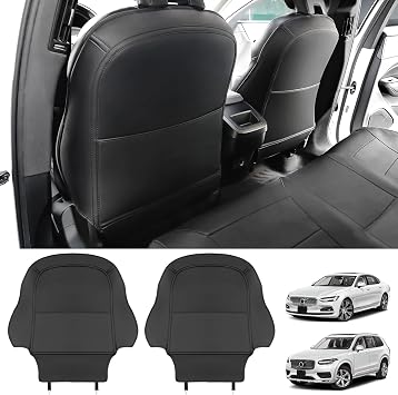 ZZEQYG Upgrade Seat Back Protector for Volvo XC90 XC60 S90 S60 V90 V60 Accessories Leather Material Car Kick Mats Organizer Pocket Back Seat Cover for Kids Protection Set of 2 Black
