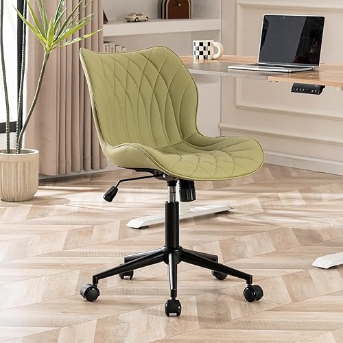 YOUNUOKE Silla de escritorio sin brazos, cómoda silla de oficina con ruedas, silla ergonómica para el hogar, sillas ajustables para computadora,