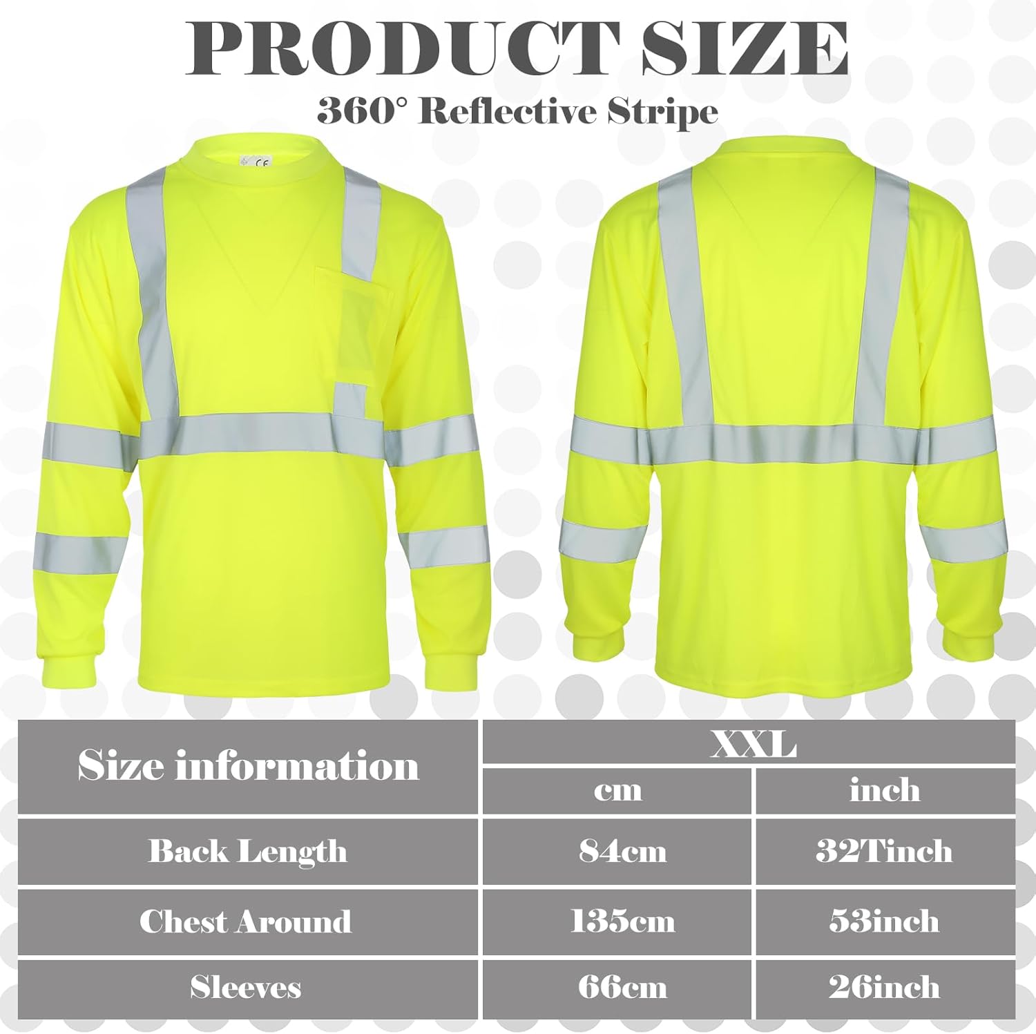 Amylove 4 Pcs Long Sleeve Safety Shirt High Visibility Reflective Construction Work Shirts for Men Women(XXL,Yellow) - Image 2