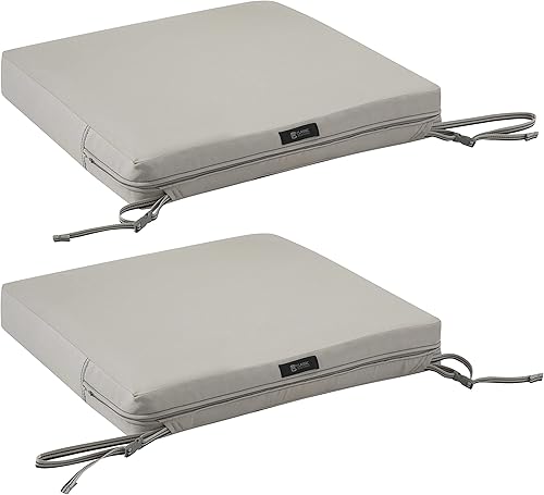 Miniatura 58 de Classic Accessories Ravenna - Cojín cuadrado para patio de 25 x 25 x 5 pulgadas, resistente al agua, con funda, para sillón de descanso, hongo