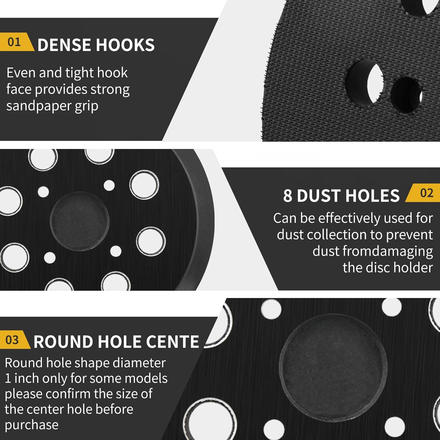 1 Pack 5" 8 Hole Replacement Sander Pad Compatible with Milwaukee 6021-21 6034-21 2648-20 2648-21 Orbital Sander Hook and Loop Replacement Part #51-36-7100 (4 Screw Holes Sander Pads)