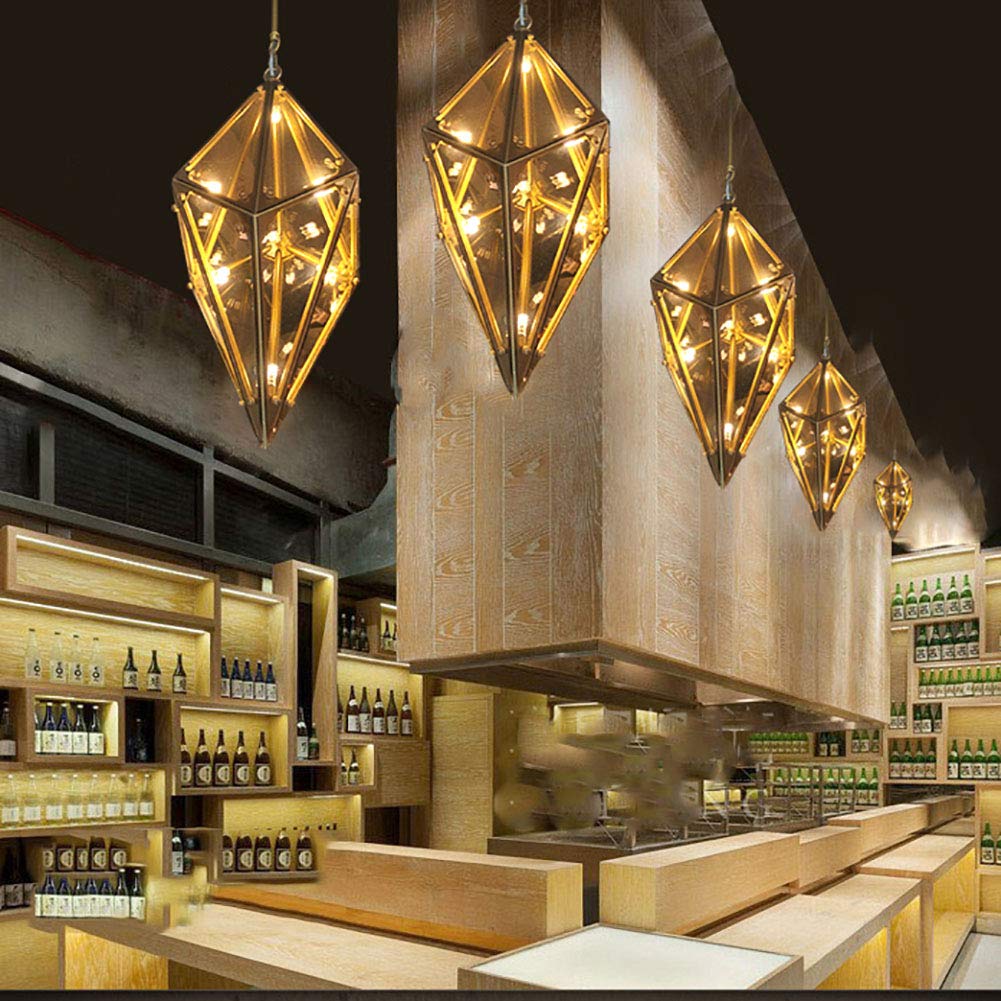 Creativo Diamante Diamante Vetro Lampadario,G4 Stile Nordico Ristorante Lampadario,Utilizzato Per Bar Per Il Tempo Libero Bar Decorazione Scala-Vetro oro e fuliggine 107 * 54cm