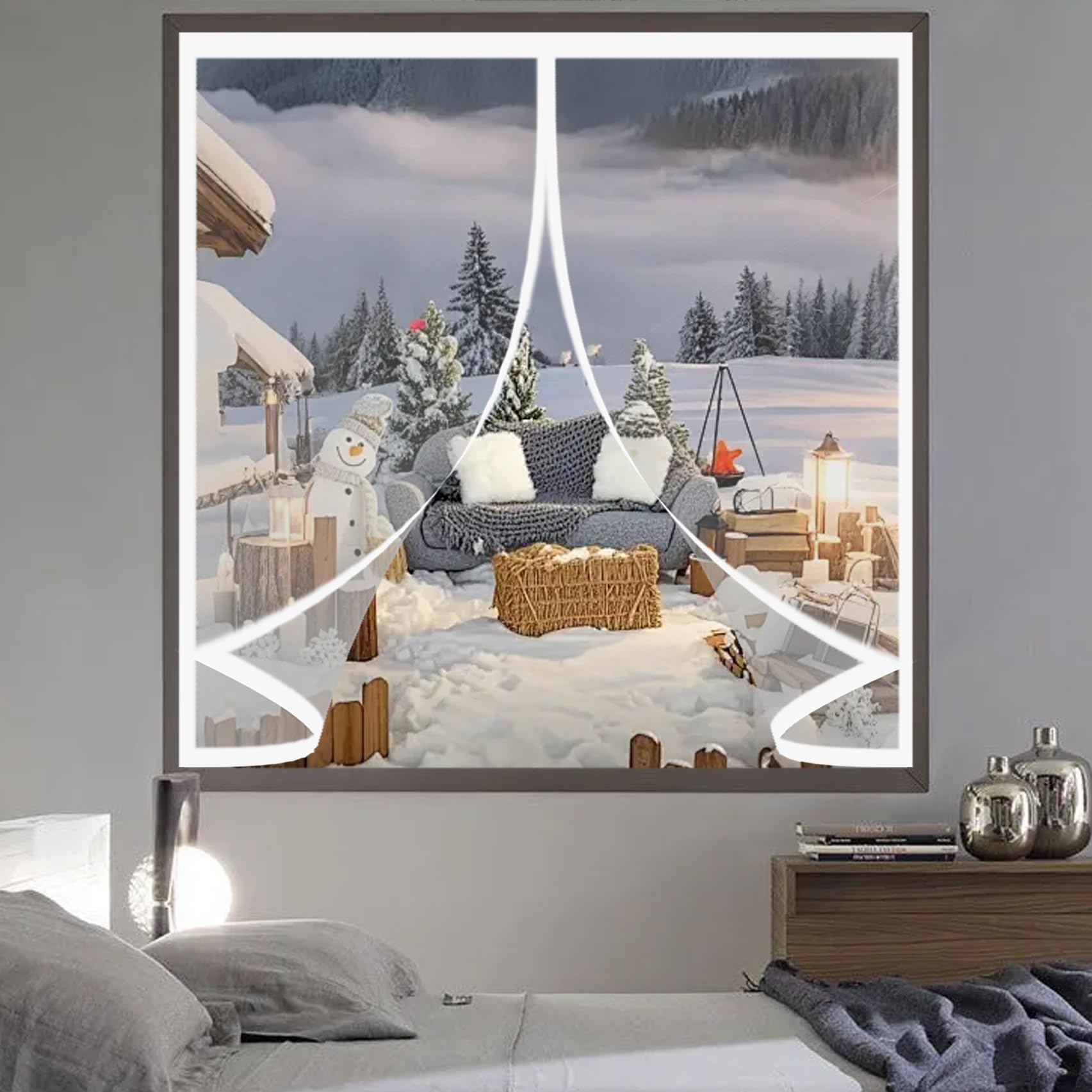 Isolation de fenetre d'hiver rideau thermique epais 77x76 cm coupe-vent impermeable
