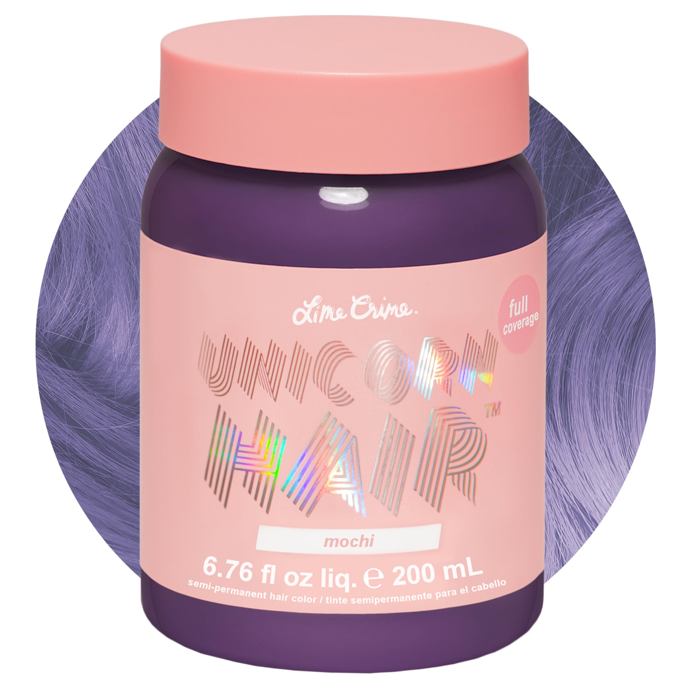Unicorn Hair Dye Full Coverage, Mochi (Lavender) - Vegan and Cruelty Free Semi-Permanent Hair Color Conditions & Moisturizes - Temporary Purple Hair Dye With Sugary Citrus Vanilla Scent