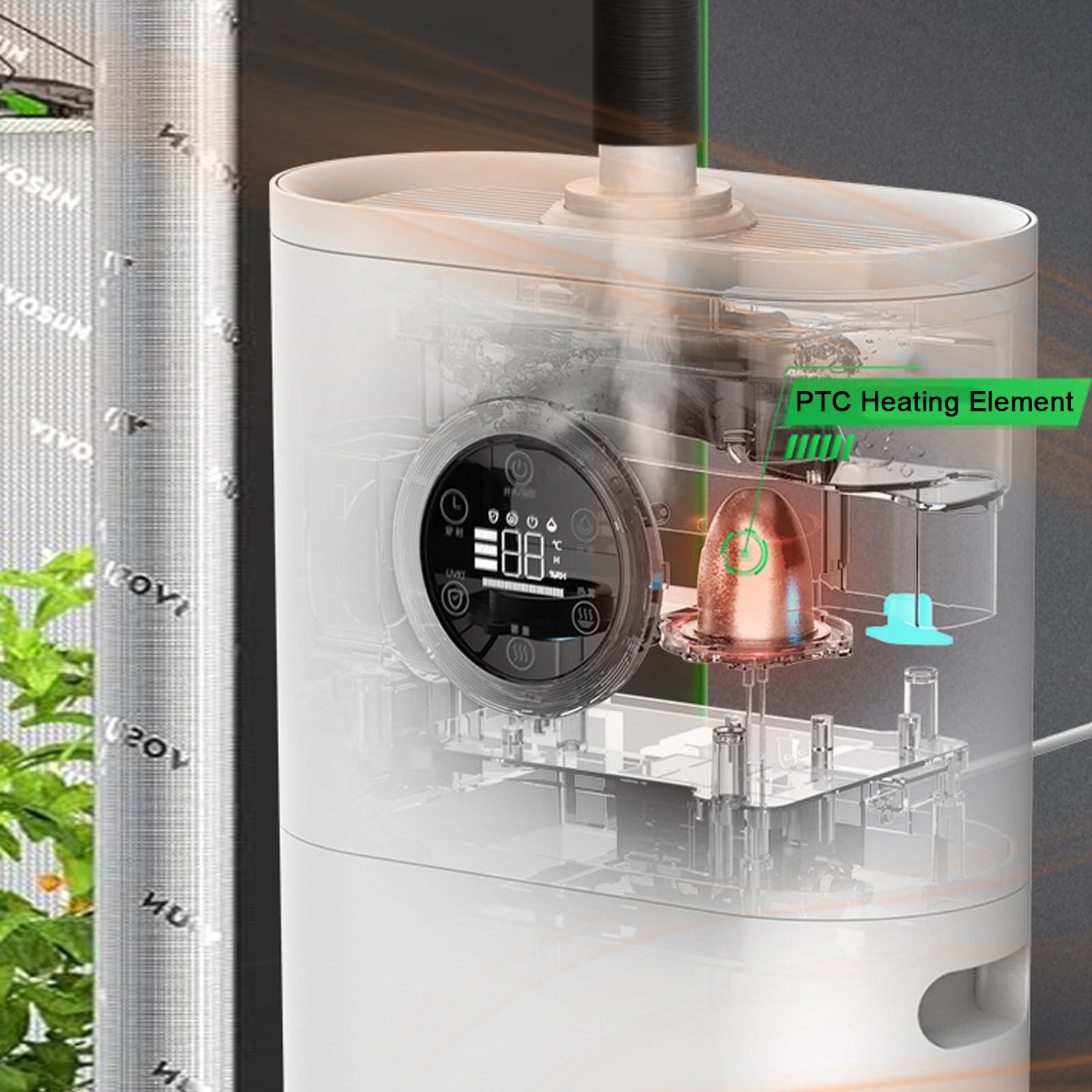 Humidificador de Gran Capacidad de 12L para Iguana, Nebulizador Inteligente de Niebla Cálida para Terrarios de Pogona Vitticeps, Nebulizador para Reptiles Tropicales.(Smart Version)